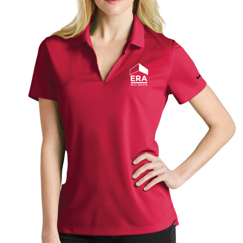 Nike Womens Red Golf Dri Fit Micro Pique Polo-ERA