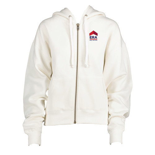 ENZA Womens White Boxy Full Zip Hood-ERA