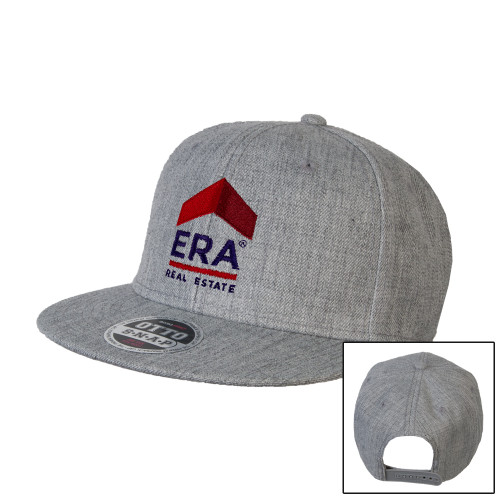 Heather Grey Wool Blend Flat Bill Snapback Hat-