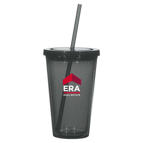 Madison Double Wall Charcoal Tumbler w/Straw 16oz-ERA
