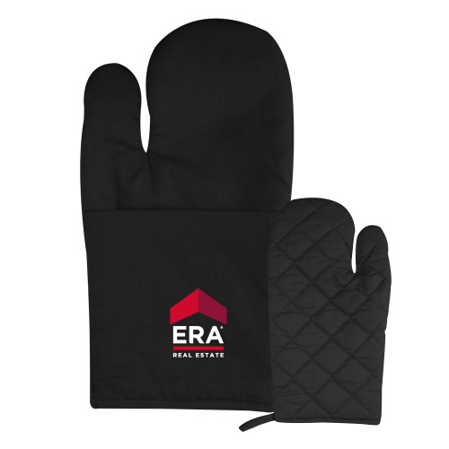 Quilted Canvas Black Oven Mitt-ERA