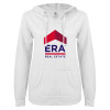 Thumbnail image for  ENZA Womens White V Notch Raw Edge Fleece Hoodie