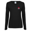 Thumbnail image for  Womens Black Long Sleeve V Neck Tee 