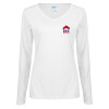 Thumbnail image for  Womens White Long Sleeve V Neck Tee