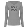 Thumbnail image for  Womens Grey Long Sleeve V Neck Tee 