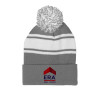 Thumbnail image for  Grey/White Two Tone Knit Pom Beanie w/Cuff