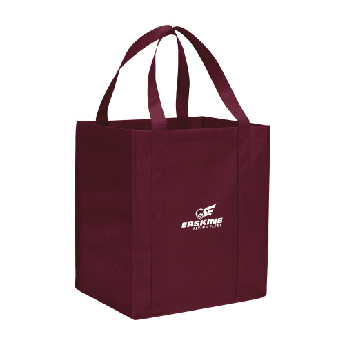  Non Woven Maroon Grocery Tote - Erskine Flying Fleet Stacked