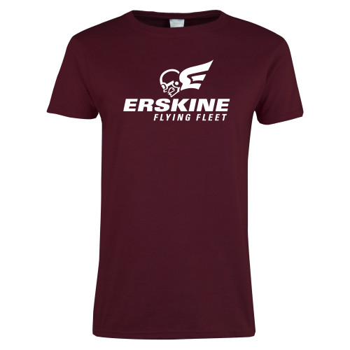  Womens Maroon Short Sleeve Tee - Erskine Flying Fleet Stacked