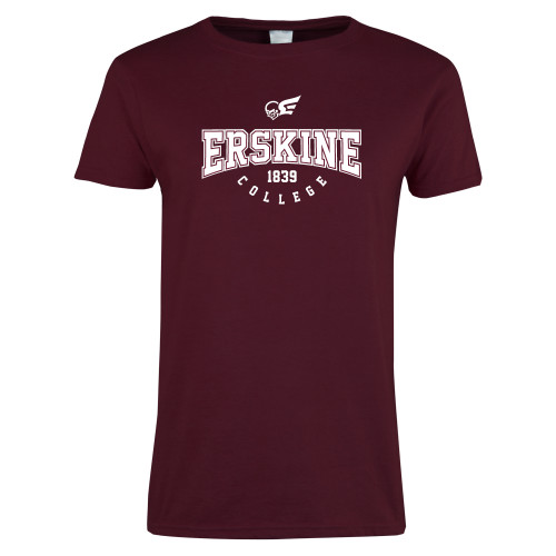 Womens Maroon Short Sleeve Tee - Erskine College