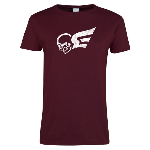  Womens Maroon Short Sleeve Tee - Mascot Distressed