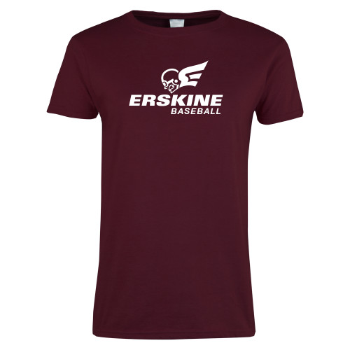  Womens Maroon Short Sleeve Tee - Baseball