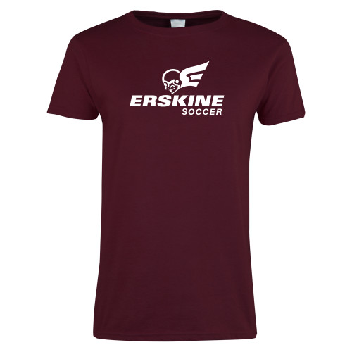  Womens Maroon Short Sleeve Tee - Soccer