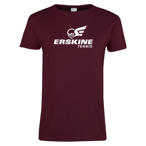  Womens Maroon Short Sleeve Tee - Tennis