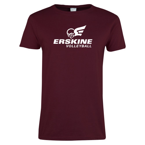  Womens Maroon Short Sleeve Tee - Volleyball