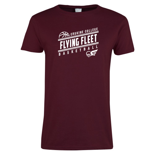  Womens Maroon Short Sleeve Tee - Basketball