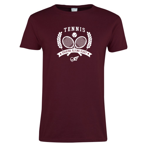  Womens Maroon Short Sleeve Tee - Tennis