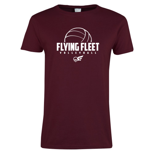  Womens Maroon Short Sleeve Tee - Flying FleVolleyball