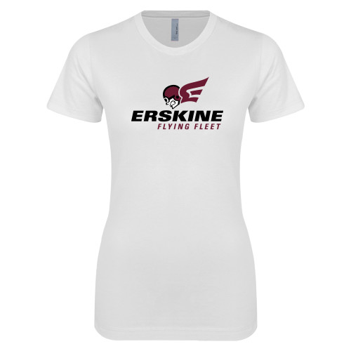  Next Level Womens White Boyfriend Tee - Erskine Flying Fleet Stacked