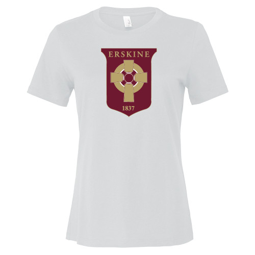  Bella + Canvas Womens White Relaxed Cotton T Shirt - Erskine Seminar Shield