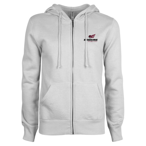  ENZA Womens White Fleece Full Zip Hoodie - Erskine Flying Fleet Stacked