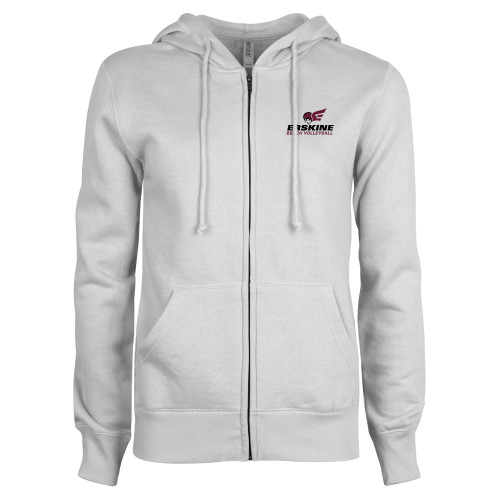  ENZA Womens White Fleece Full Zip Hoodie - Beach Volleyball