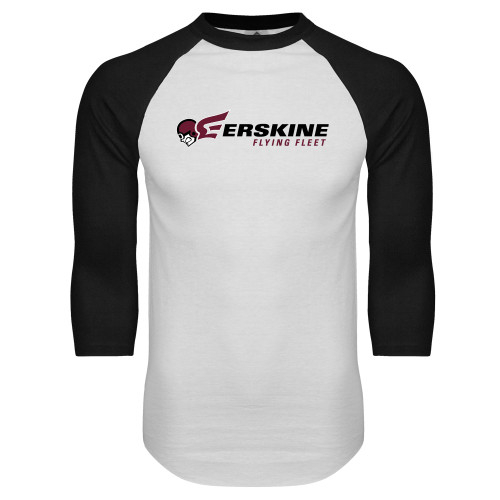  White/Black Raglan Baseball T Shirt - Erskine Flying Fleet Horizontal