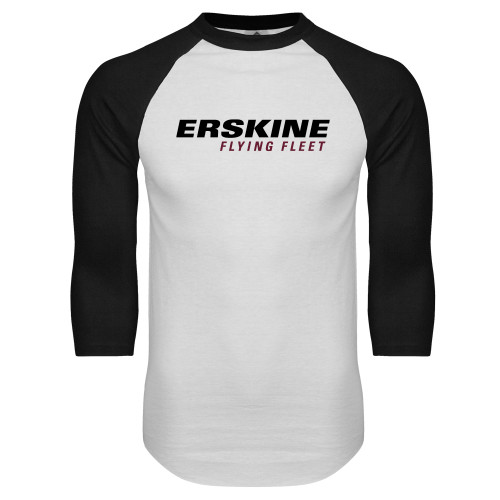  White/Black Raglan Baseball T Shirt - Erskine College