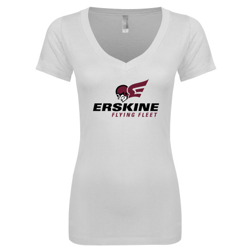  Next Level Womens White Ideal V Tee - Erskine Flying Fleet Stacked