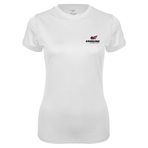  Womens White Performance Tee - Erskine Flying Fleet Stacked