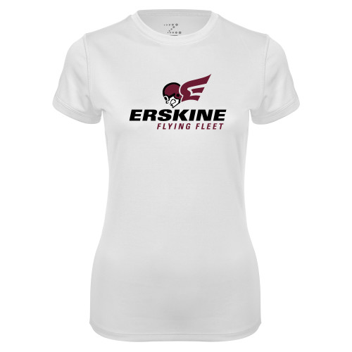  Womens White Performance Tee - Erskine Flying Fleet Stacked