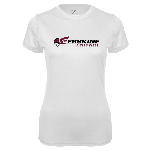  Womens White Performance Tee - Erskine Flying Fleet Horizontal
