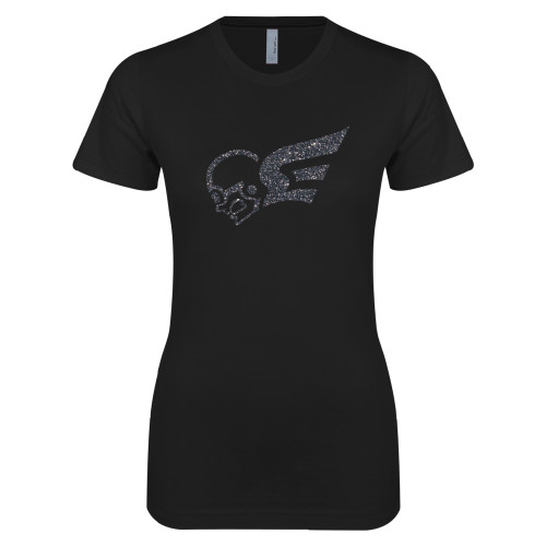  Next Level Womens Black Boyfriend Tee - F Graphite Soft Glitter