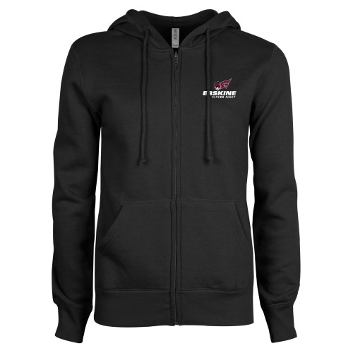 ENZA Womens Black Fleece Full Zip Hoodie - Erskine Flying Fleet Stacked