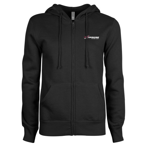  ENZA Womens Black Fleece Full Zip Hoodie - Erskine Flying Fleet Horizontal