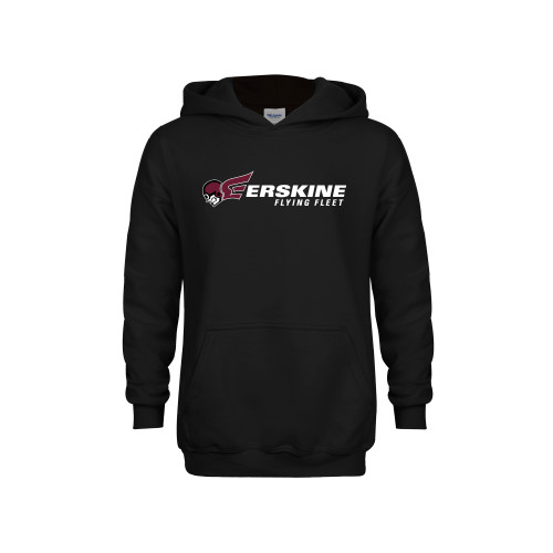 Youth Black Fleece Hoodie - Erskine Flying Fleet Horizontal