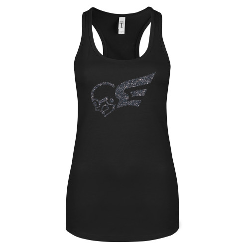 Next Level Womens Black Racerback Tank  - F Graphite Soft Glitter