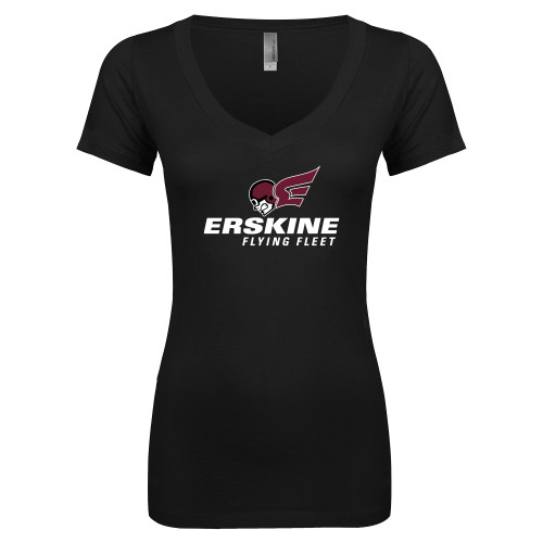  Next Level Womens Black Ideal V Tee - Erskine Flying Fleet Stacked