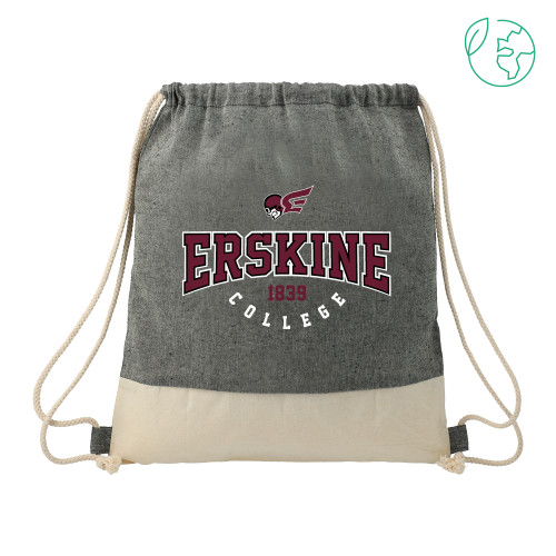  Split Recycled Cotton Natural/Black Drawstring Bag - Erskine College