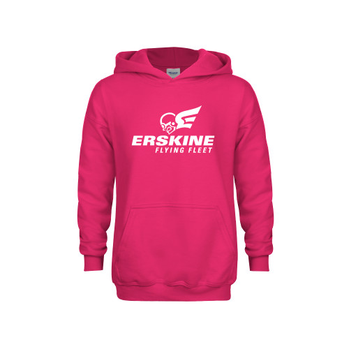  Youth Hot Pink Fleece Hoodie - Erskine Flying Fleet Stacked
