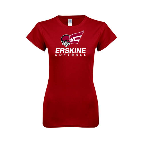  Next Level Womens Cardinal Boyfriend Tee - Softball