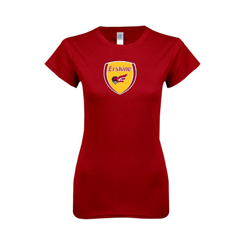  Next Level Womens Cardinal Boyfriend Tee - Soccer Shield
