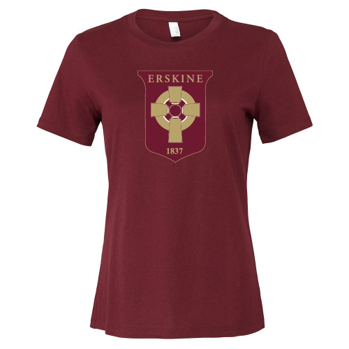  Bella + Canvas Womens Maroon Relaxed Cotton T Shirt - Erskine Seminar Shield