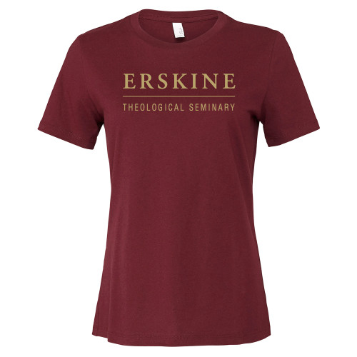  Bella + Canvas Womens Maroon Relaxed Cotton T Shirt - Erskine Theological Seminary
