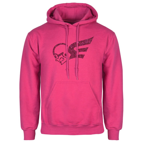  Womens Fuchsia Fleece Hoodie - M Hot Pink Glitter