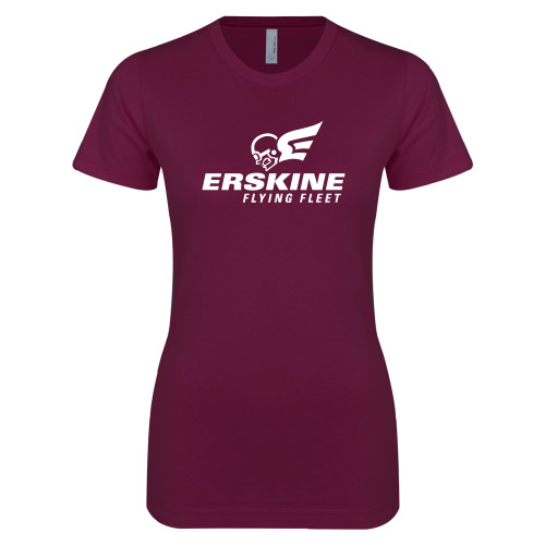  Next Level Womens Maroon Boyfriend Tee - Erskine Flying Fleet Stacked