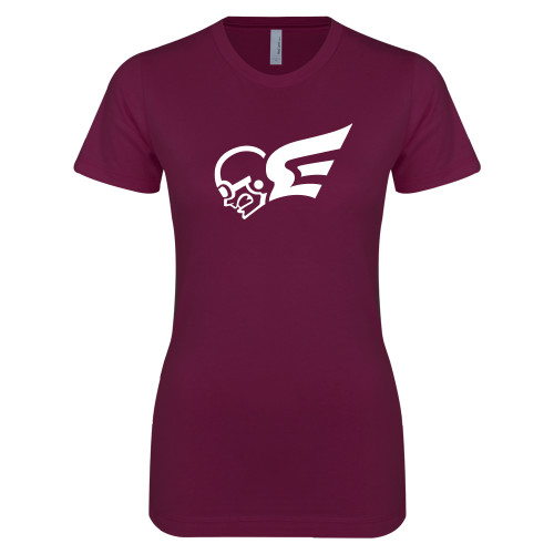  Next Level Womens Maroon Boyfriend Tee - Flying Fleet Mascot