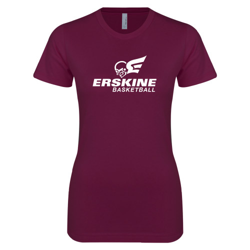 Next Level Womens Maroon Boyfriend Tee - Basketball