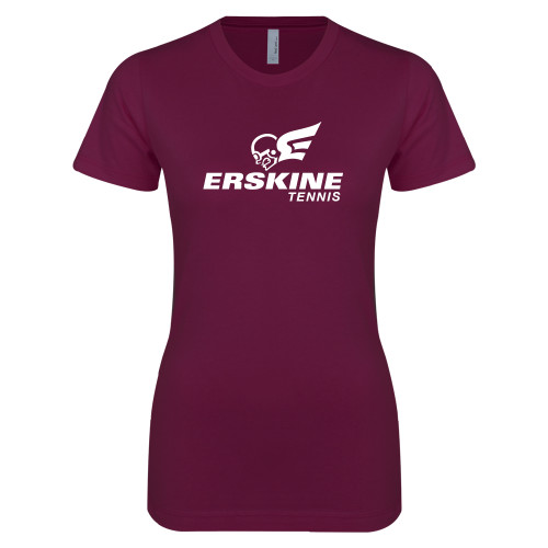  Next Level Womens Maroon Boyfriend Tee - Tennis