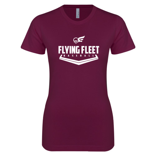  Next Level Womens Maroon Boyfriend Tee - Baseball