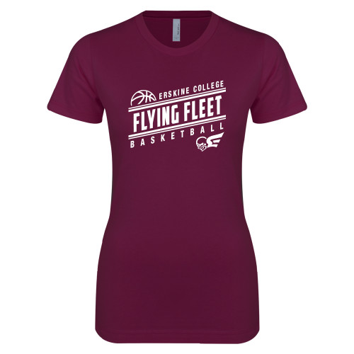  Next Level Womens Maroon Boyfriend Tee - Basketball